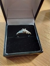 9ct white gold 0.25ct natural diamond solitaire twist engagement ring -  J 1/2