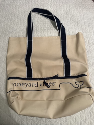 Vineyard Vines for Target Beach Tote Large White Bag Blue Whale Logo
