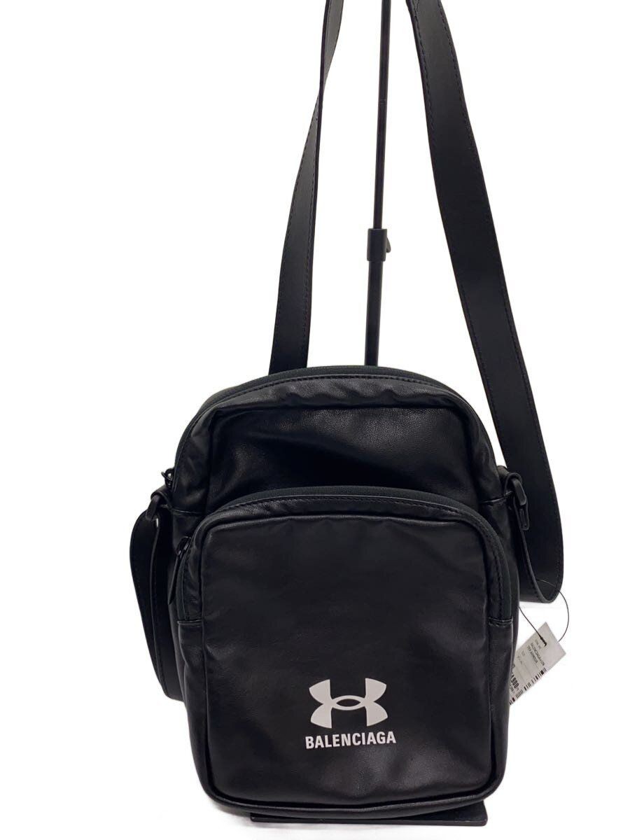 BALENCIAGA Shoulder Bag Leather Lambskin Crossbody Logo BLK 8119072 Used