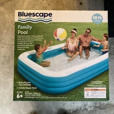 Bluescape 10ft Family Inflatable Swimming Pool, Rectangular, Age 6 & up, Unisex