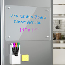 Acrylic Note Board Refrigerator Dry Erase Board Magnetic Clear 15  X11 Includes 4