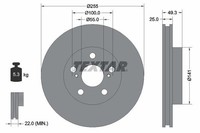 2X Bremsscheibe Vorne Textar 92225003 FÜR Lexus Toyota