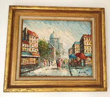 Vintage M. Davids Parisian Impressionist Montmarte, Paris France Oil Painting