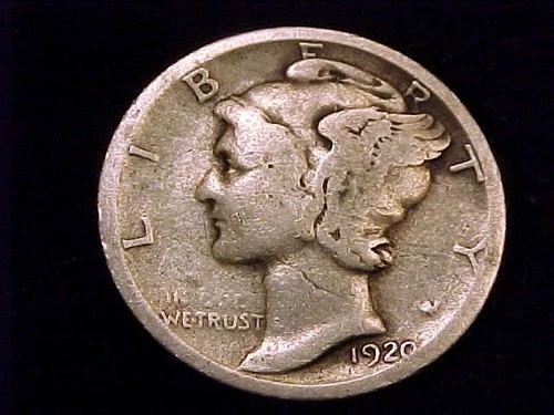 1920-S  Mercury Dime,  Good Grade.