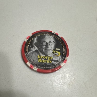 Harrah's Limited-Edi Millennium George Burns 5 Dollar Gaming Chip as pictured