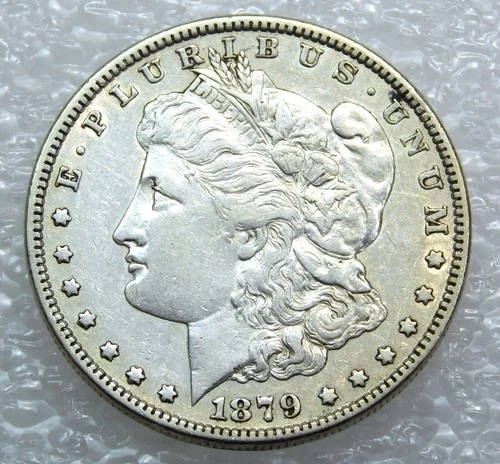 1879 P Morgan Silver Dollar XF Some Luster in saflip #S276