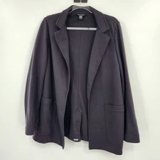 Athleta Eastbound Blazer Jacket Womens Size 12 Black Open Front Stretch Ponte