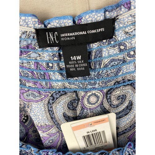 INC International Concepts I.N.C. Plus Size Paisley-Print Peasant Top