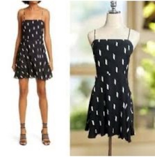 ALICE + OLIVIA Glinda Dress printed crepe mini Size 2 6 Uk black Sun Occasion 