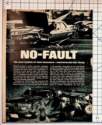 1970s No-Fault Auto Insurance Article Magazine Page Car Crash Ephemera