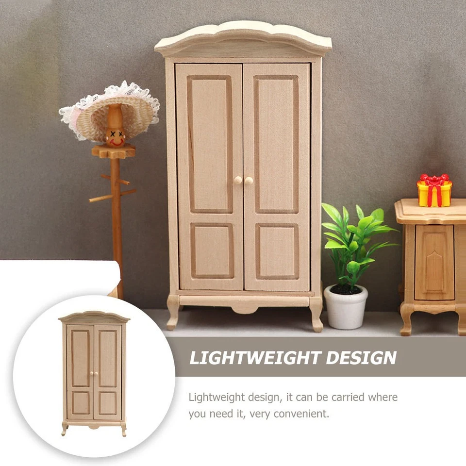 3pcs Miniaturgarderobe Mini House Closet Holzgarderobe Mini House Schmuck - Bild 3 von 4