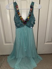 Aqua Contemporary Dress With Stones -small Adult