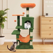 44  Tall Multi-level Cat Tree, Modern Cat Tower with 2-Entrance Large Cat Condo