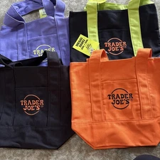 NWT LOT Of 4 Limited Trader Joe's Mini Halloween Canvas Tote Bag RARE NEW