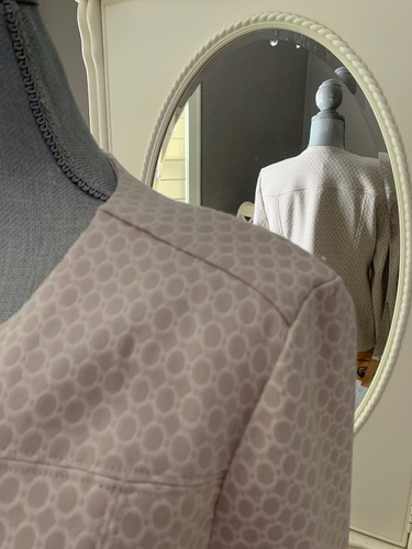 Chico's Taupe Dot Daze Chevron zip Jacket Sz 2(12/14)NWT - Picture 4 of 5