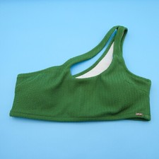 Victorias Secret Medium Green Ribbed Cutout Singe Shoulder Bikini Top Swimwear
