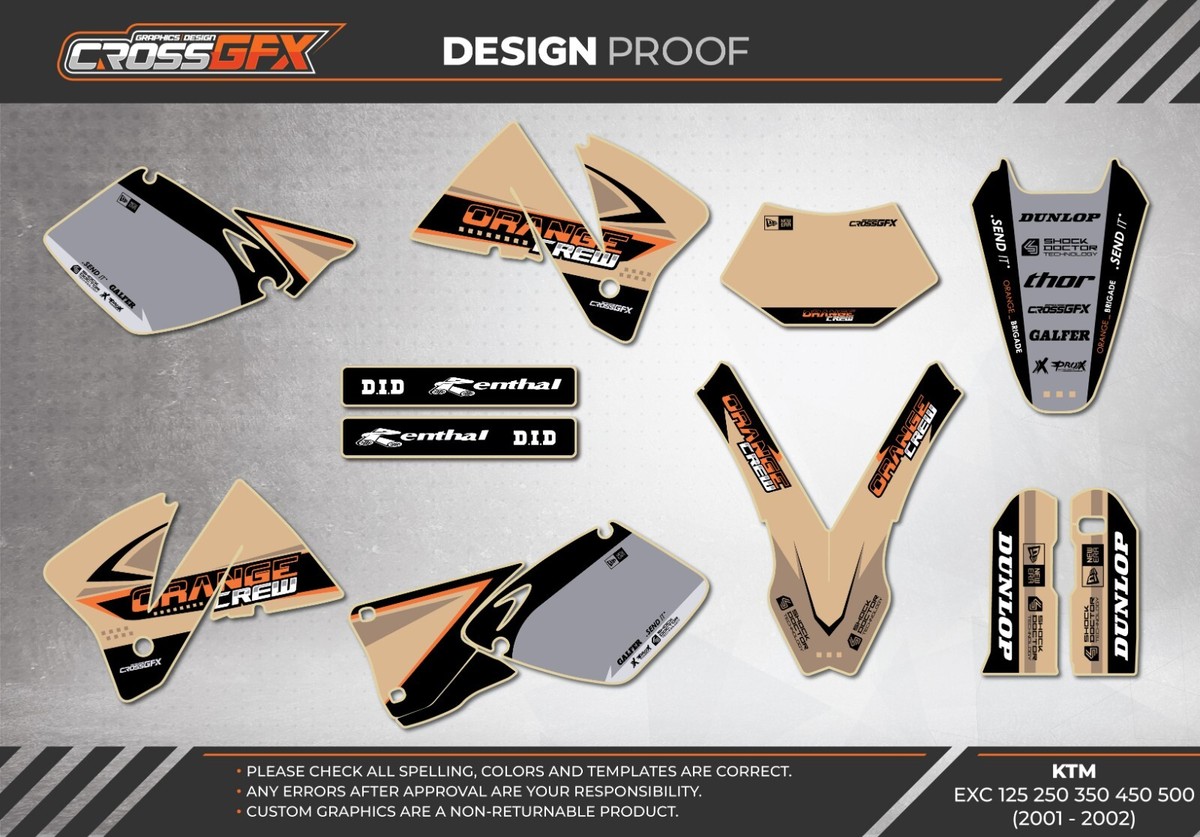 2001 2002 Graphics Kit For KTM EXC 125 200 250 300 380 400 520