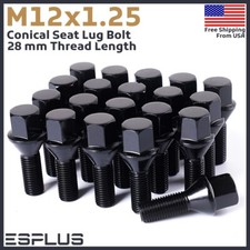 20 Lug Bolt M12x1.25 Black 28mm Shank Fit Alfa Romeochryslerdodgefiatjeep