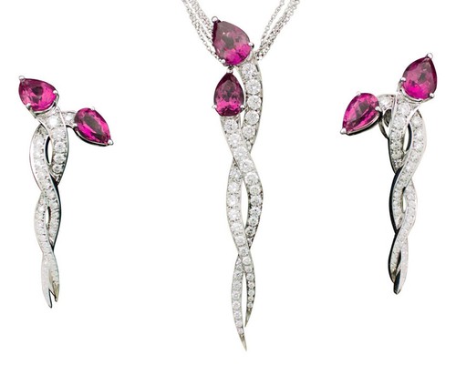 Pendentif En Or Blanc 18K Avec Diamants Naturels Et Rubis – 1.15 Carats, Coupe Brillante Ronde, Cadeau Amour