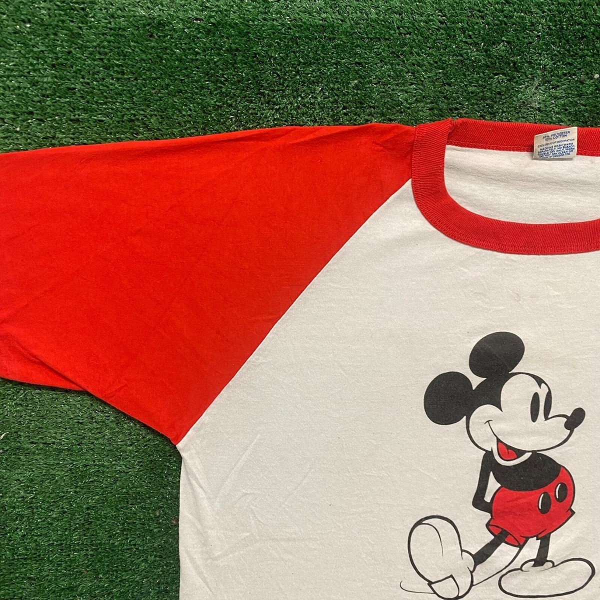 Vintage 80s Mickey Mouse Shirt White Red Single Stitch Disney