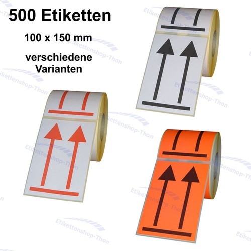 500 Etiketten/Aufkleber mit Doppelpfeil "hier oben" 100 x 150 mm - Bild 1 von 4