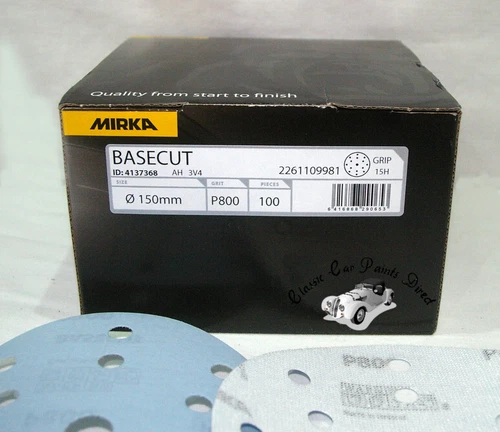 100 Mirka Basecut 15 Hole Sanding Discs 6" / 150mm / 6 inch P800 Grit (Velcr)