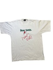 Vintage 80s Single Stitch Christmas Santa T Shirt Large Tube Knit Made In USA
