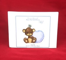 Precious Moments Ceramic Teddy Bear Bank with Blue Pillow 132403B