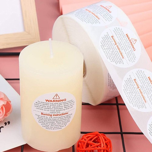 500pcs/roll Candle Warning Label Candle Jar Container Stickers Safety LabelB!YU - Picture 2 of 16