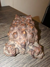 Vintage Cryptomeria/Sugi Japanese Wood Carved Toad Figurine 6"x4.5" FREESHIPPING