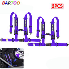 2pcs Universal Purple 4 Point Buckle Racing Seat Belt Harness 2 Straps For Atv