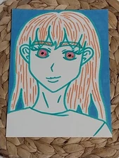 6X8 On Watercolor Paper Acrylic Painting Sindy Fuhr Pop Art Anime Style Girl M1