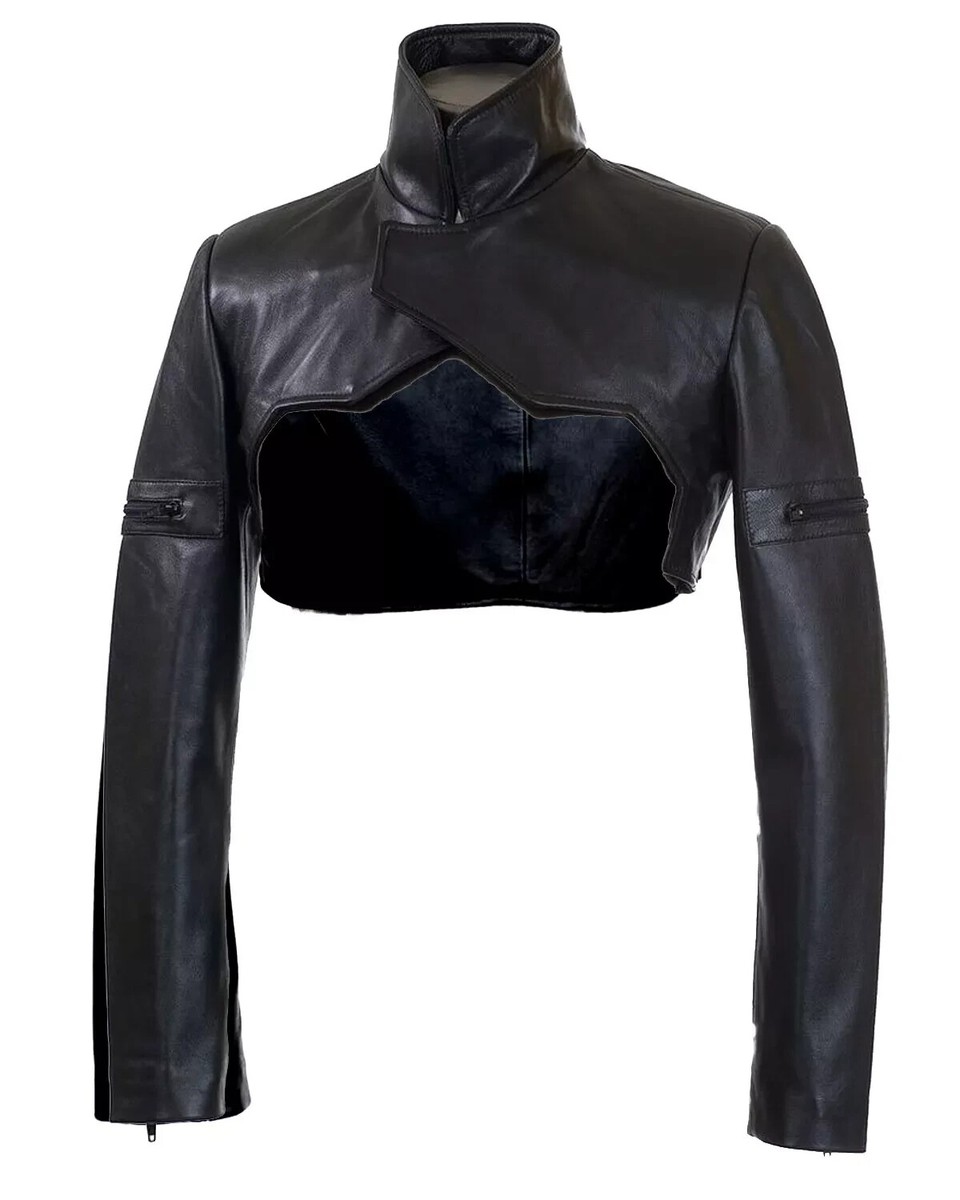 【INCHANT ME】Efron Bolero Crop Jacket Women's Black Cropped Biker Jacket Genuine Leather Bolero