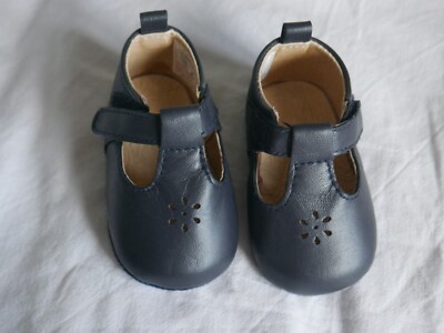 Baby Girls Shoes 3-6 months Navy Blue Leather Matalan Babies comfy dressy cute