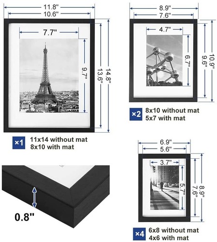 Bilderrahmen Set 7 Stück, einer 11" x 14", zwei 8" x 10" - Bild 6 von 6