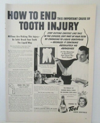 DENTIST TEEL FOR TEETH 1940's 10.5'' X 14'' Magazine Ad LM7