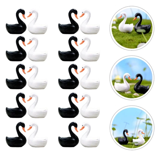 40Pcs Micro Landscape Ornament Cute Swan Statue Cake Topper Birthday Decoration - Picture 2 of 13