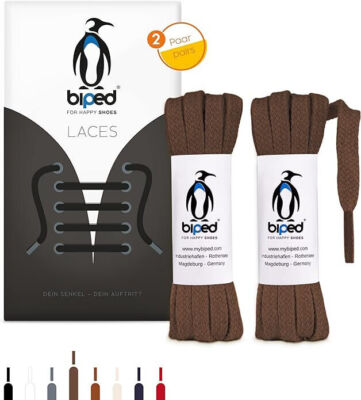 biped LACES 2 Paar flache Schnürsenkel Baumwolle 7 mm breit - made in EU z2904