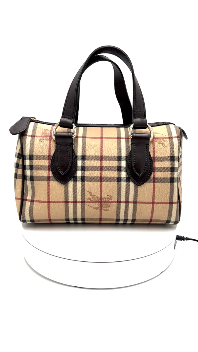 BURBERRY Boston Bag Hand Bag Haymarket Nova Check Made in Italy