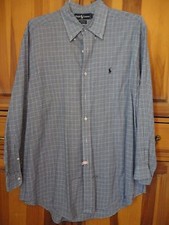 Men's Polo Ralph Lauren Blue Plaid Large 16 1/2 - 33 Long Sleeve Shirt