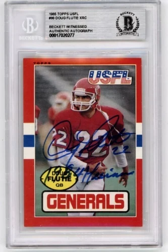 Doug Flutie 1985 Topps USFL #80 Signed RC w/ 84 Heisman Beckett BAS BGS Auto