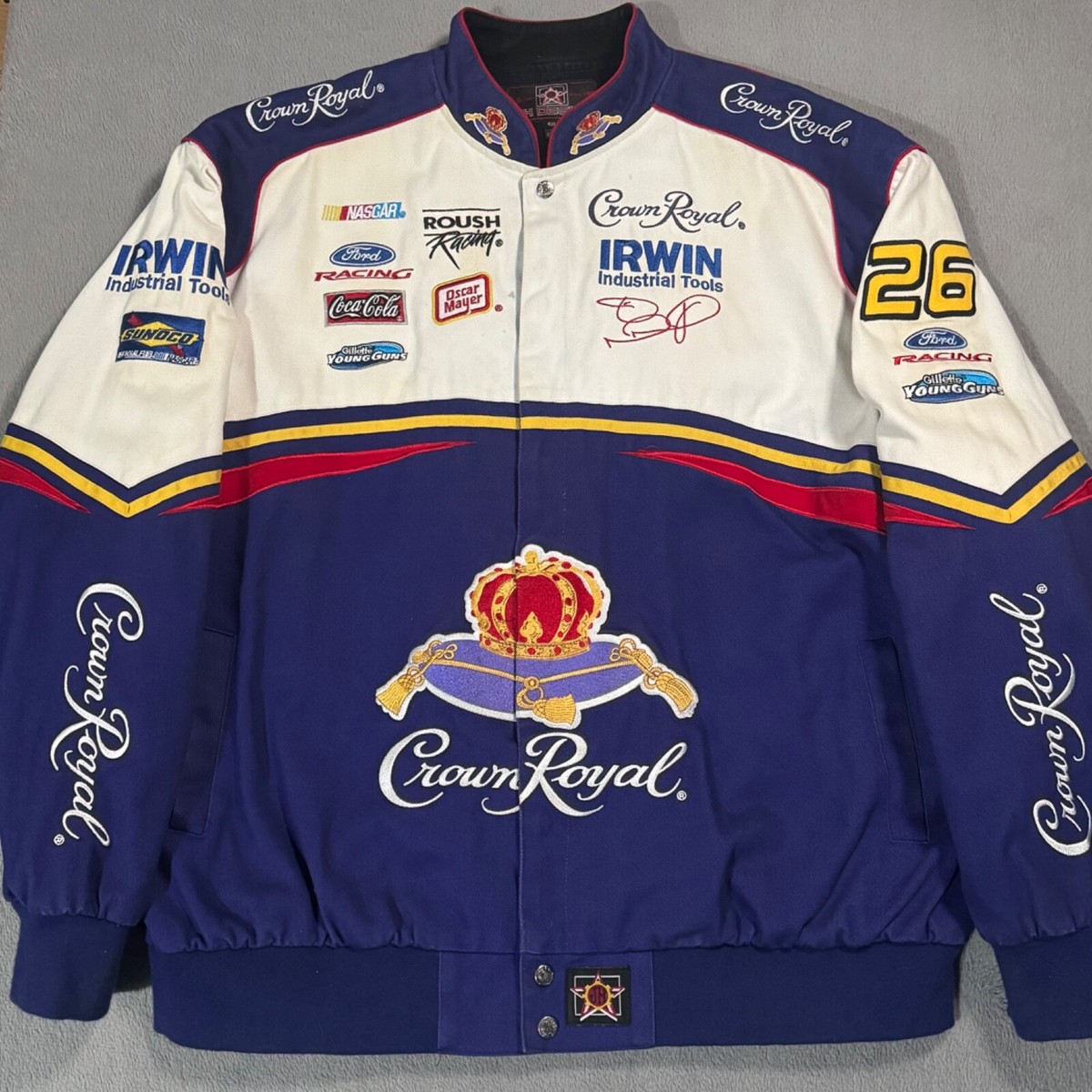 Crown  JH designスタジャン レーシングジャケット Crown Royal Nascar Racing Jamie McMurray JH Design Vtg Bomber
