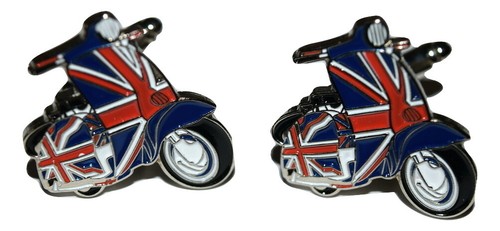Lambretta Scooter Cufflinks with/without Tie Clip Gift Boxed Mens MOD Union Jack - Picture 2 of 8
