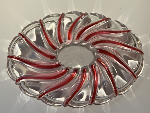 Mikasa Peppermint Red Swirl Candy Dish Oval 9.5” Made in Germany - Picture 3 of 5