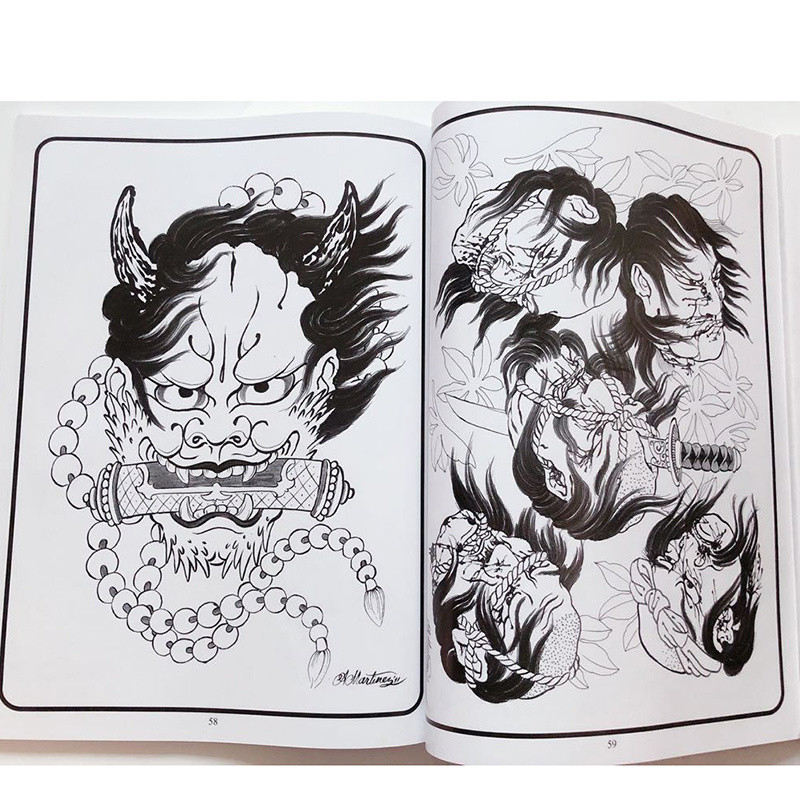 Tattoo Flash Book Japanese Traditional Style Line Draft Body Art