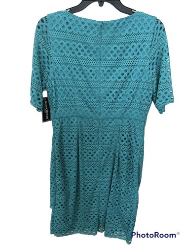 Jessica Howard Womans Dress 12P Petite Teal Green Lace Lined Tulip Hem Wedding - Picture 3 of 12