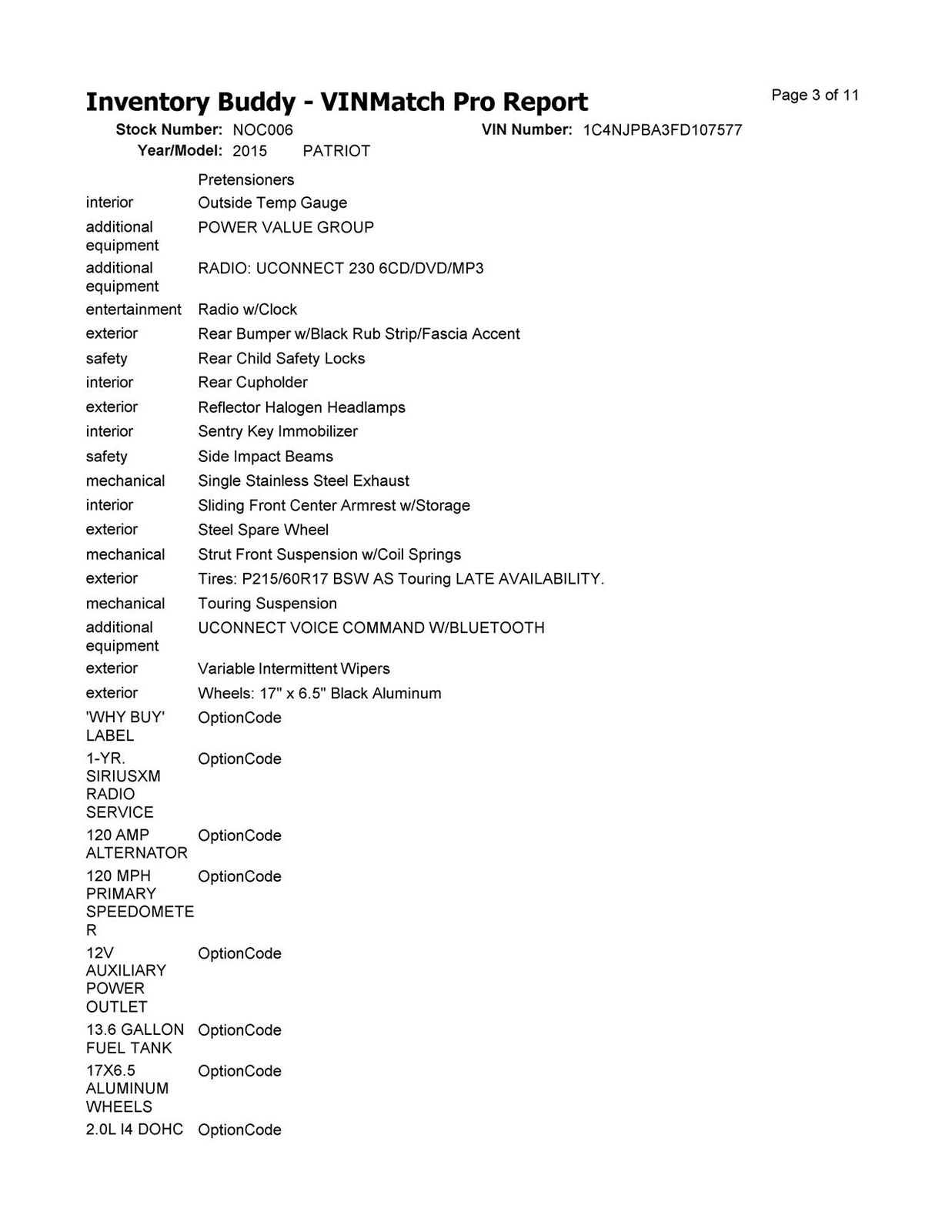 Used Left Tail Light Assembly fits: 2015 Jeep Patriot Left Grade A