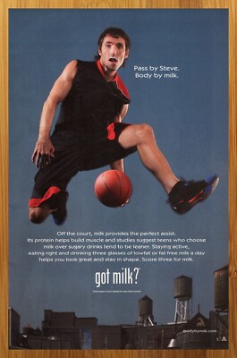 2007 Steve Nash GOT MILK? Vintage Print Ad/Poster LA Lakers NBA Basketball Art