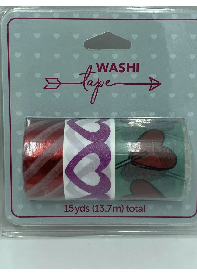 3 rollos de cinta Washi roja/rosa tubo planificador suministro amor boda día de San Valentín Foto 2 de 4