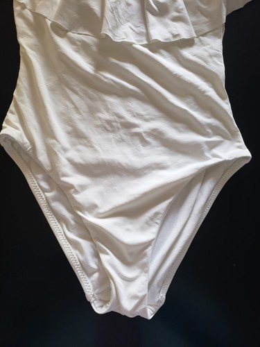 Trina Turk Ivory Swim Suit size 4 Off Shoulder Ruffle One Piece - Picture 3 of 11